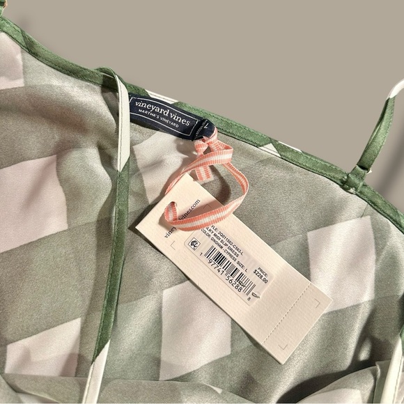 NWT Vineyard Vines ‘Silky Midi Slip Dress’ in “Cypress Green Gingham” Size Large - Picture 2 of 16